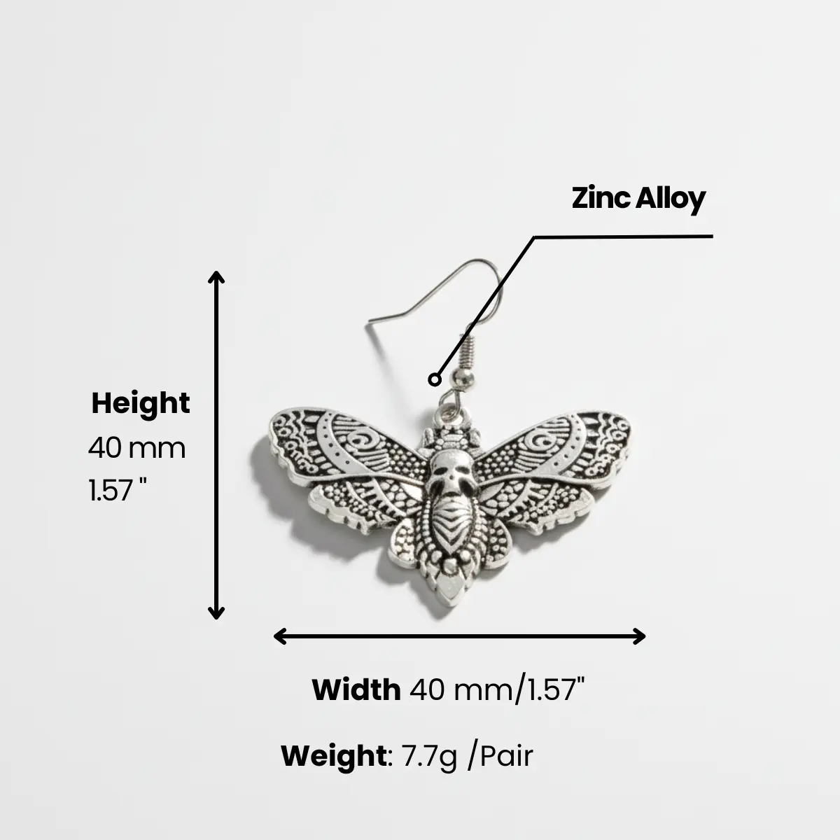 Butterfly Skull Dangle Earrings - Image 6