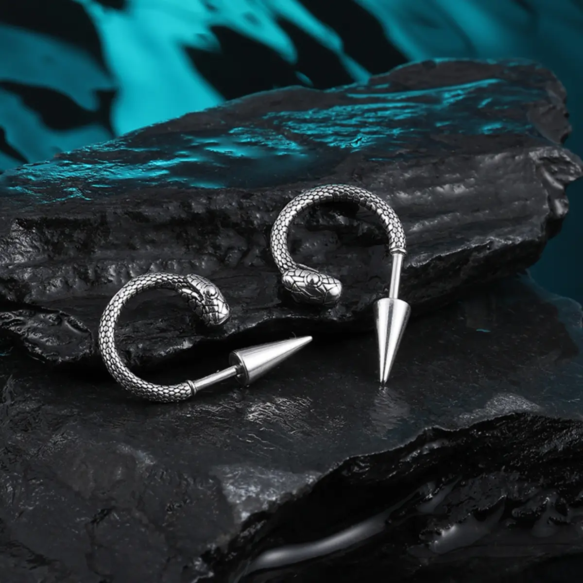 Spike Snake C-Hoop Earrings