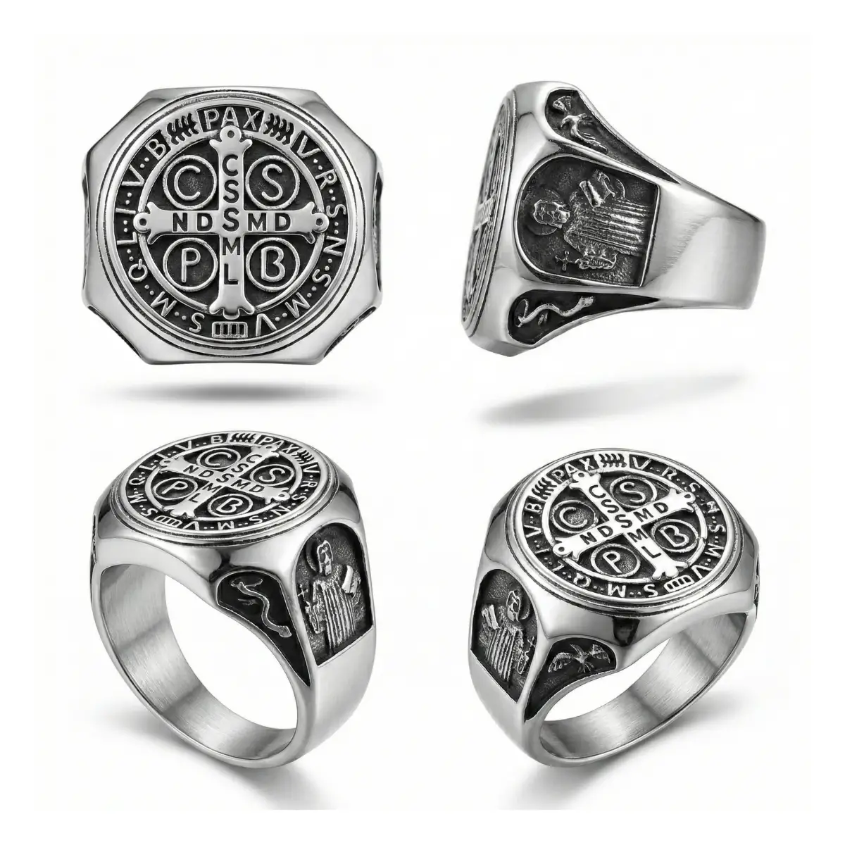 St Benedict Stainless Steel Ring - Image 5