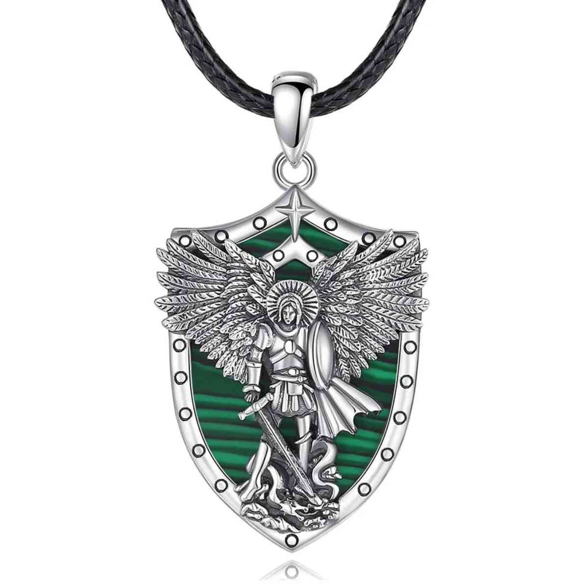 St. Michael Necklace with Abalone Shell - Image 7