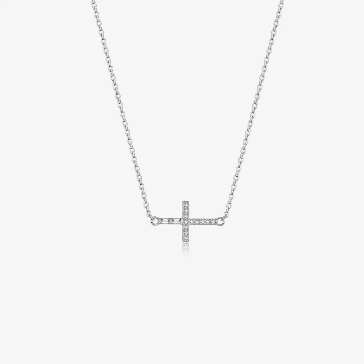 Sterling Silver Sideways Cross Necklace - Image 2