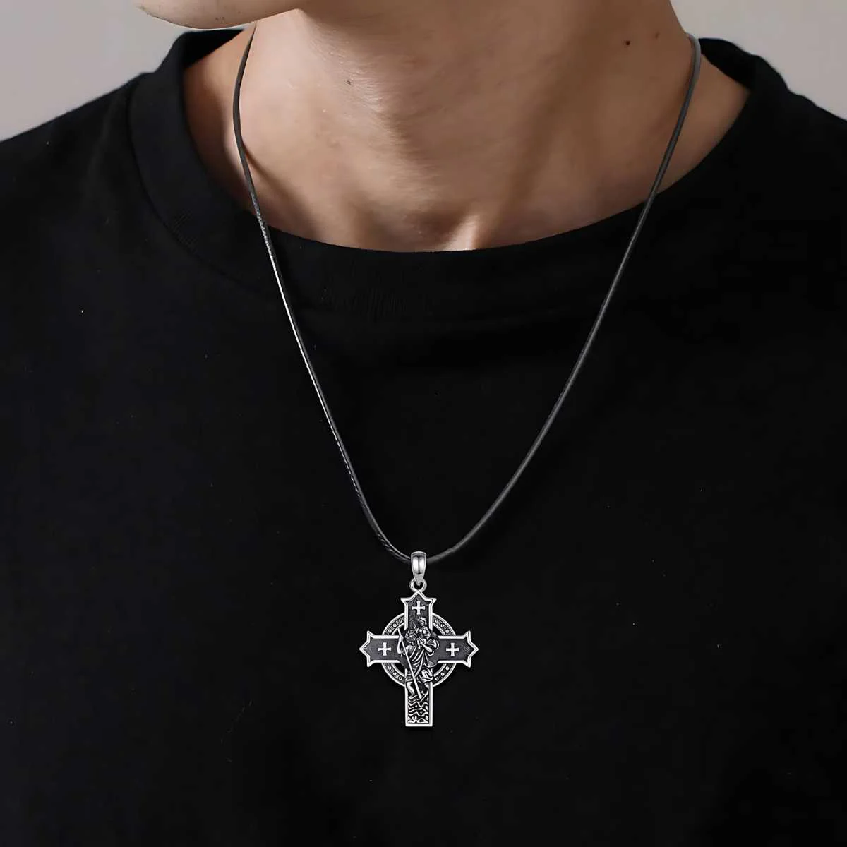 Sterling Silver St Christopher Cross Necklace - Image 5