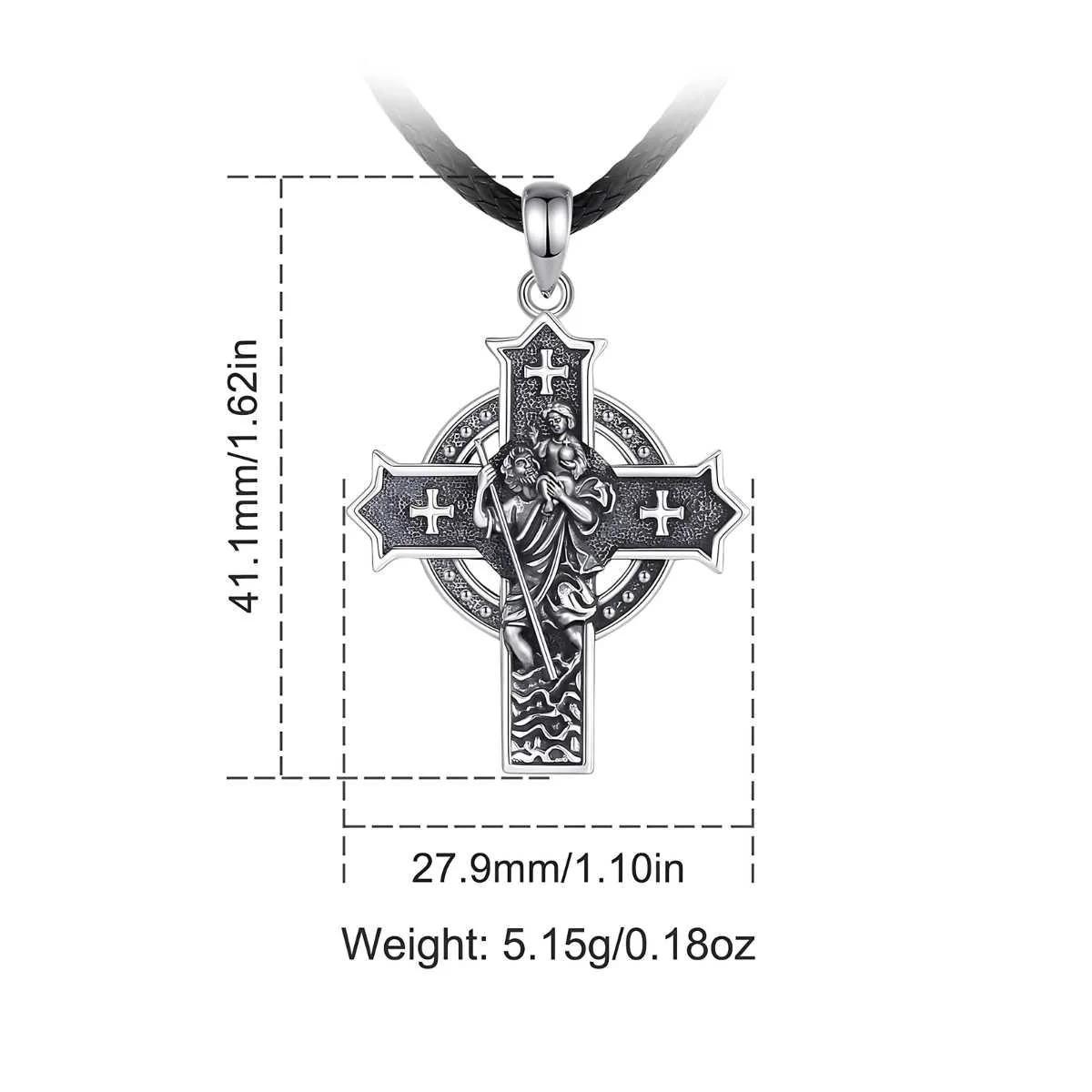 Sterling Silver St Christopher Cross Necklace - Image 7