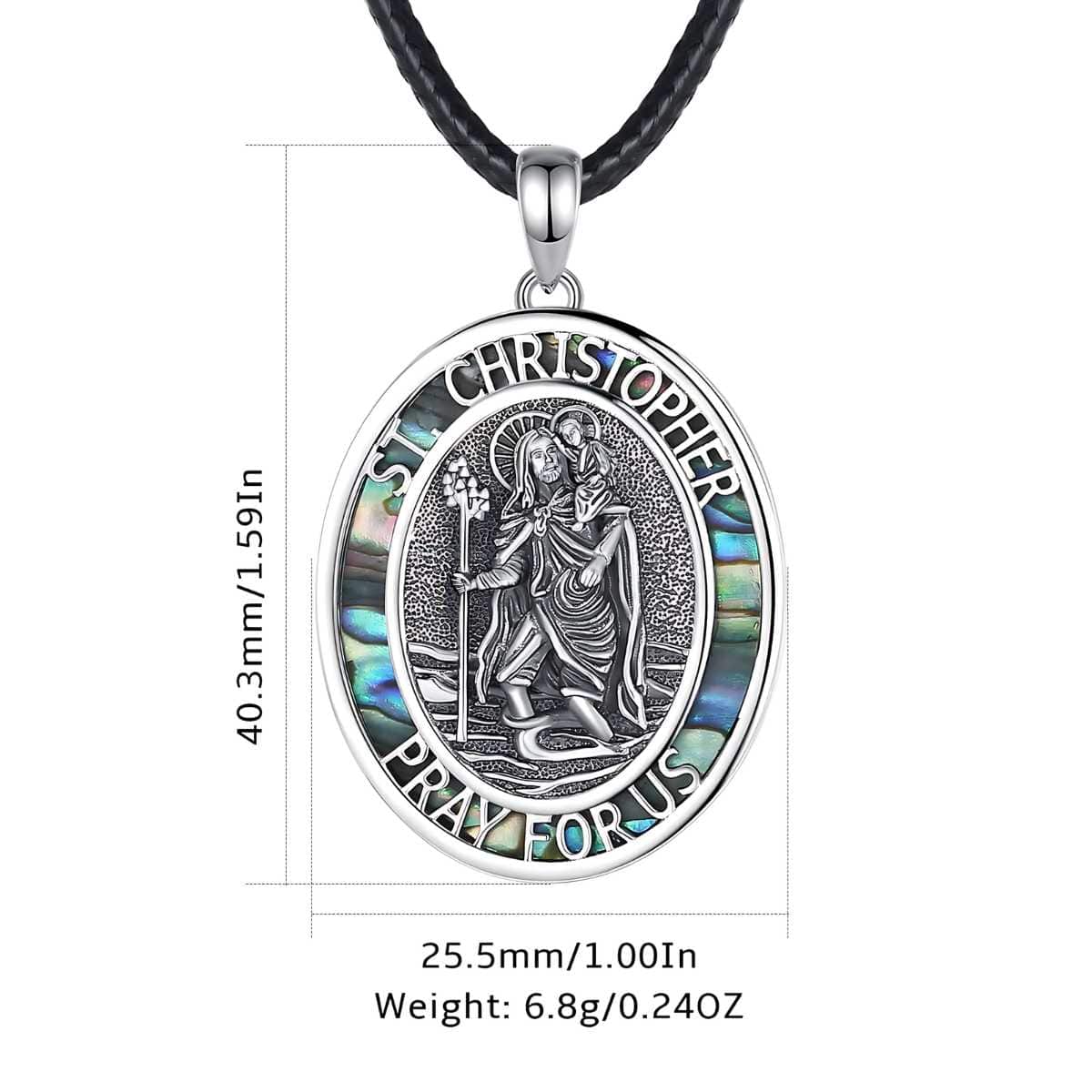 Sterling Silver St Christopher Medallion Abalone Shell - Image 7