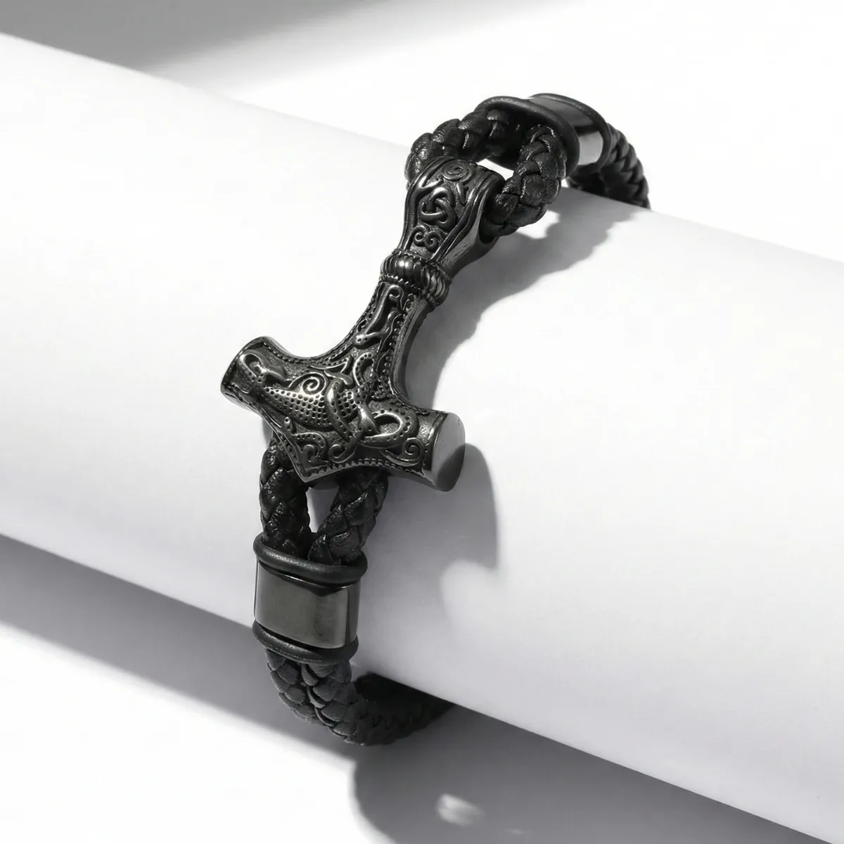 Thor's Hammer (Mjolnir) Leather Bracelet - Image 5