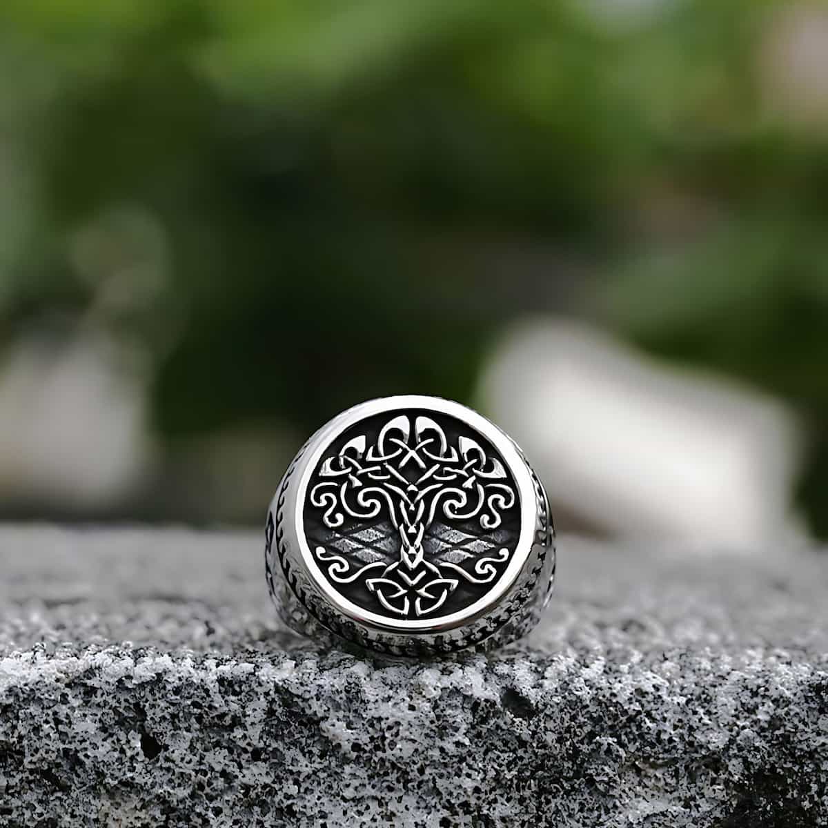 Tree of Life Signet Stainless Steel Ring - Image 3