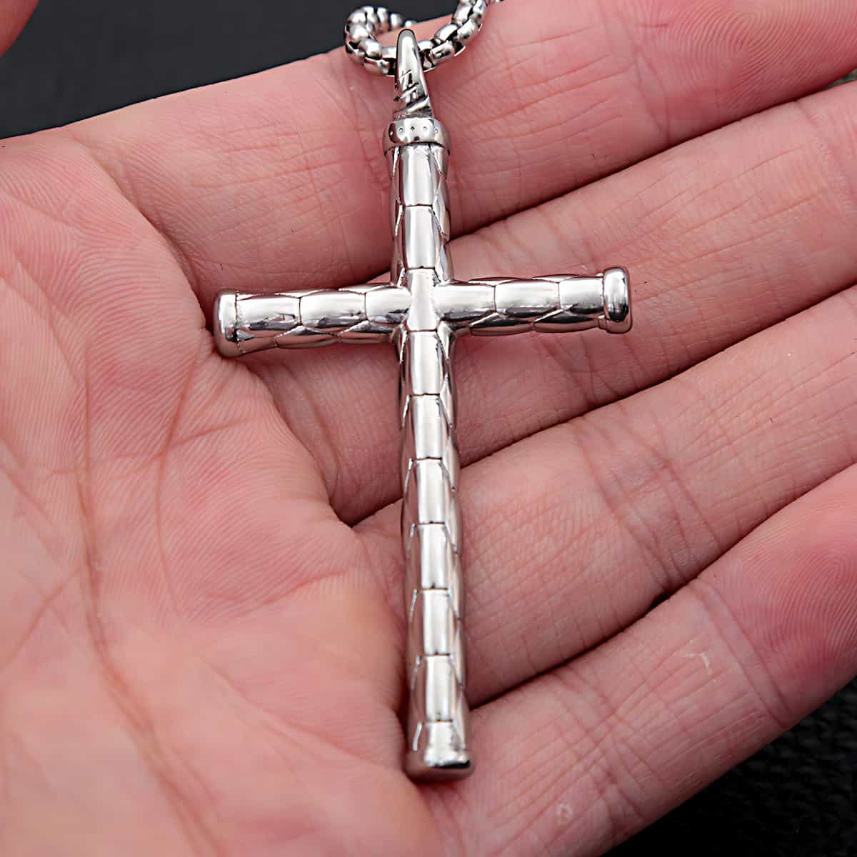 Unisex Steel Cross Necklace - Image 4