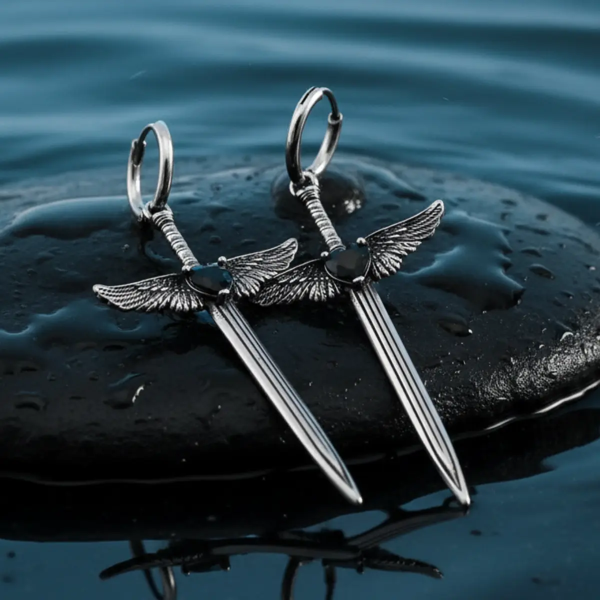 Winged Sword Dangle Earrings