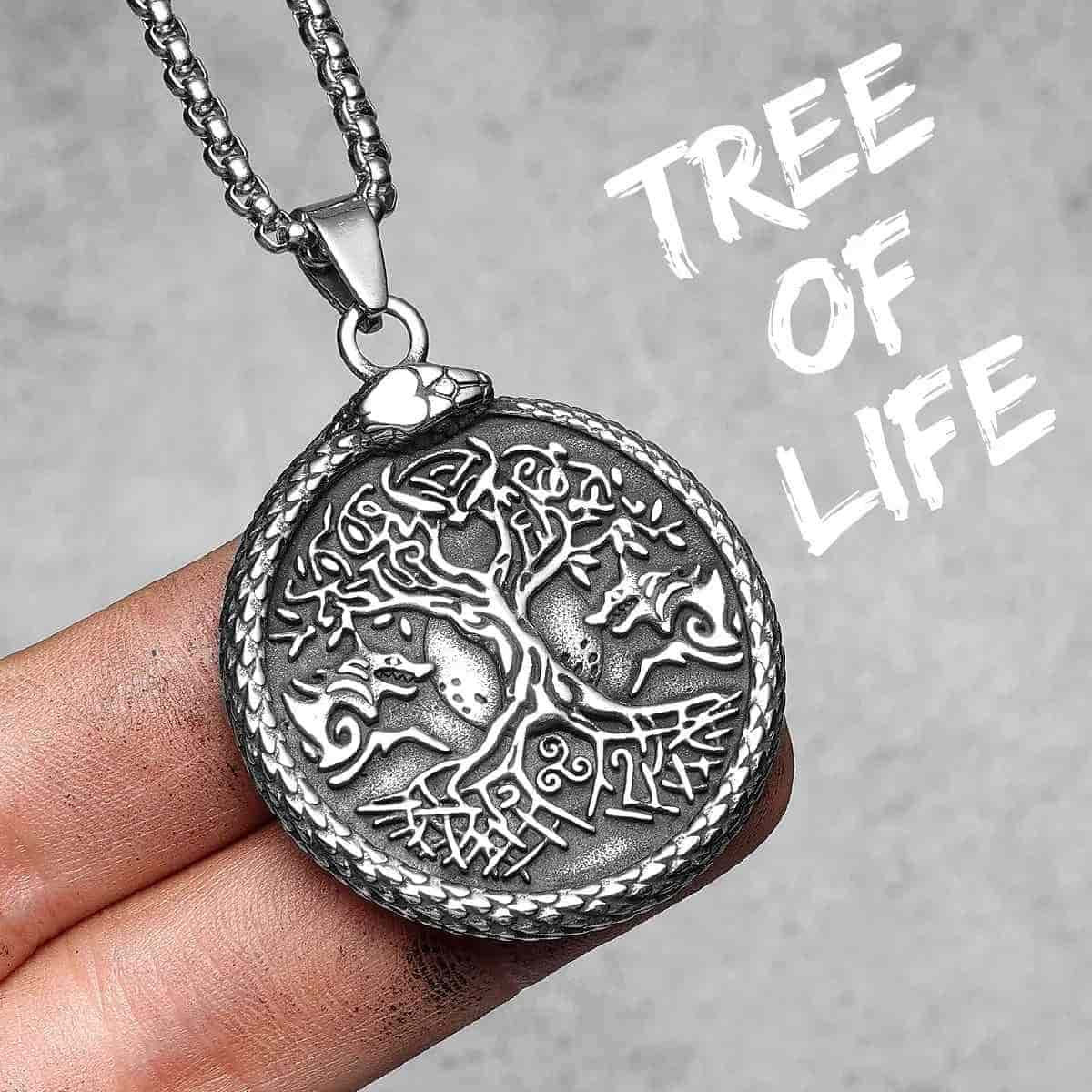 Yggdrasil Pendant with Ouroboros and Wolves - Image 3